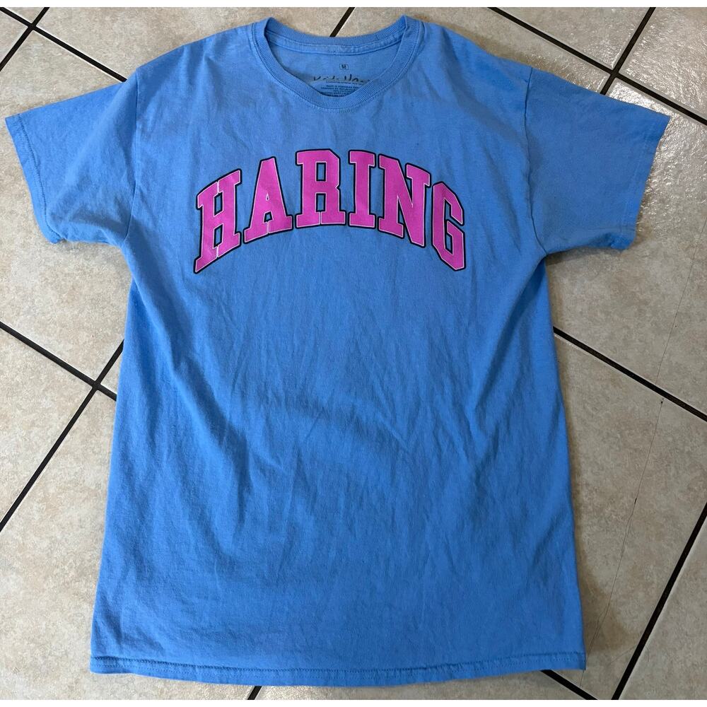 Keith Haring three eyes smiling face shirt size medium blue pink